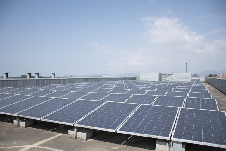 Solar panels on hospital roof